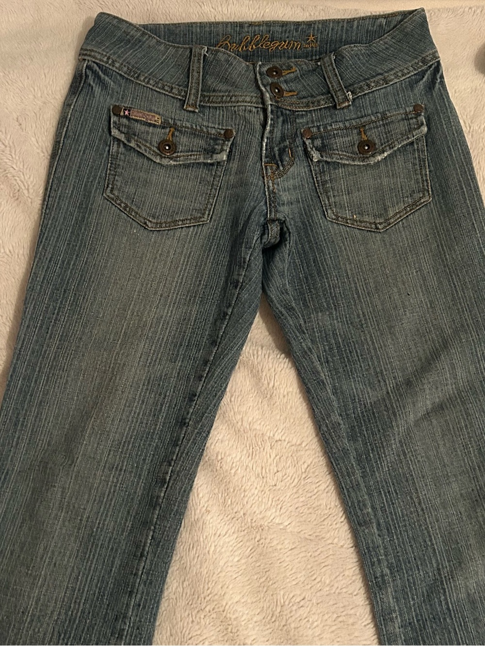 Bubblegum Light Blue Flared Wide-Leg Jeans